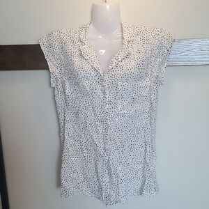 Reitmans Cream Cap Sleeve Notched Collar Blouse